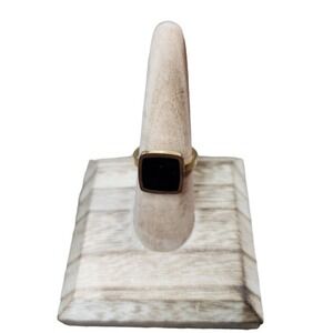 Modern Minimal 18K Gold Plated Stainless Steel Ebony Ring | Size 7